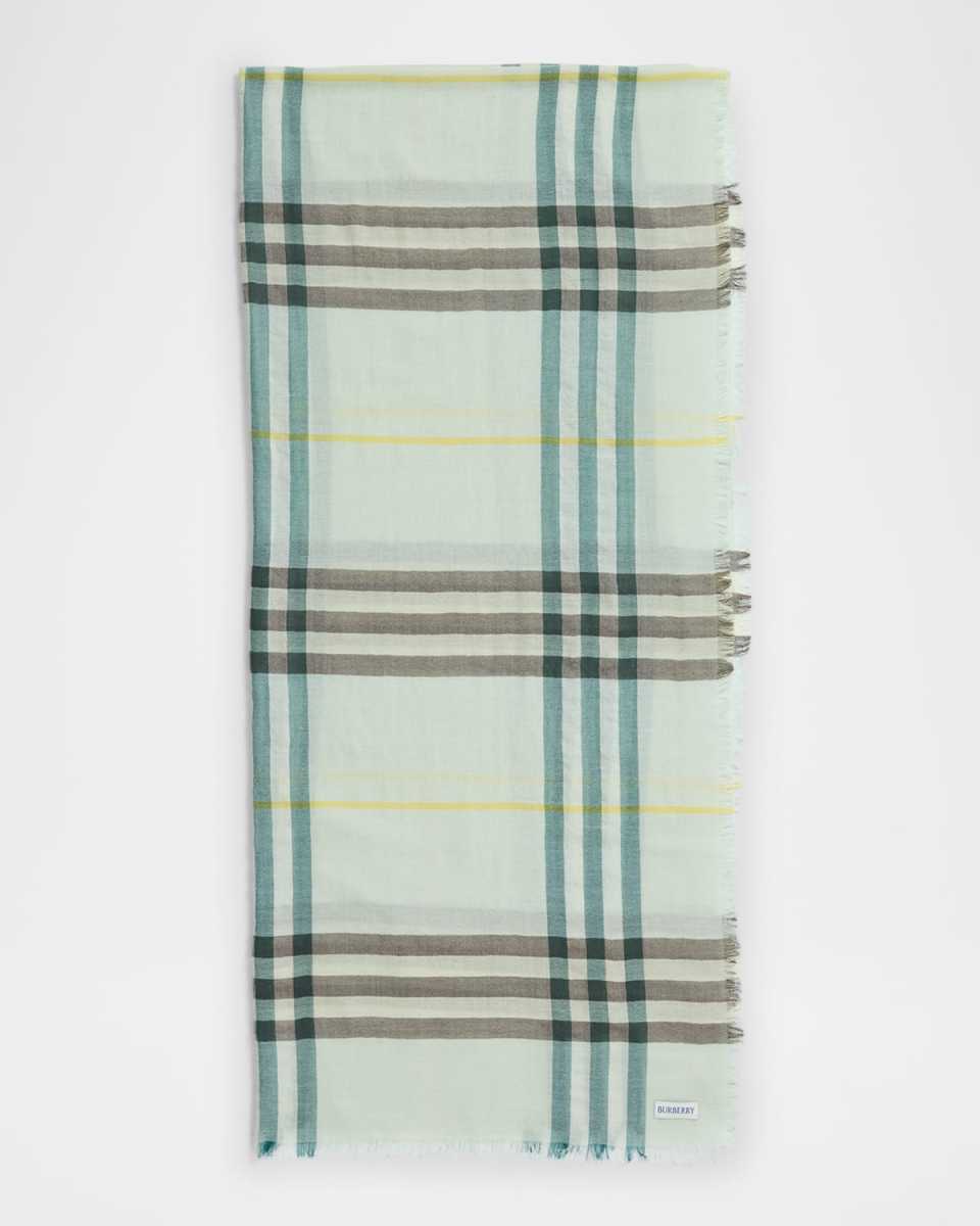 Giant Check-Print Wool Scarf